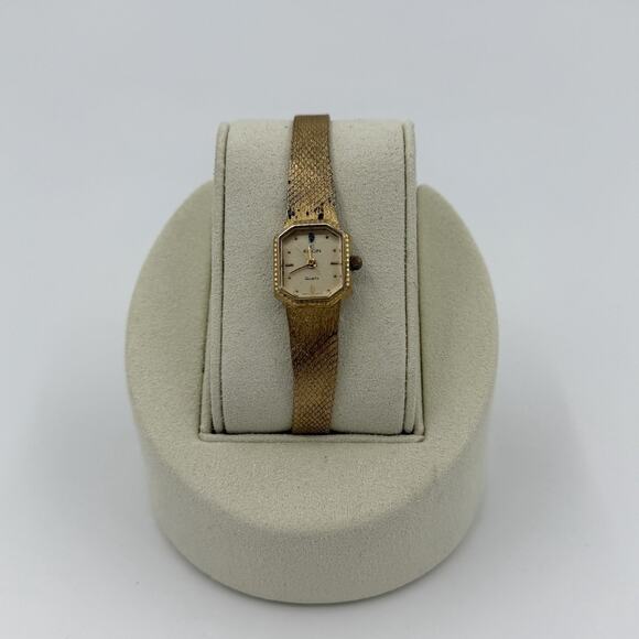 Elgin Accessories - Vintage Elgin Quartz Gold Tone Mesh Band Watch Octagon Case‎ 15.3mm Works